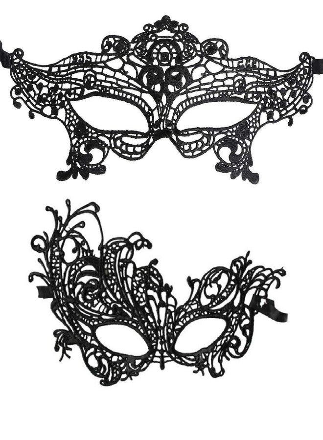 BHOOLU&GOOLU Women's 2 Eye Mask for Masquerade Fancy Dress Costume(M3)(Black) - Image 1